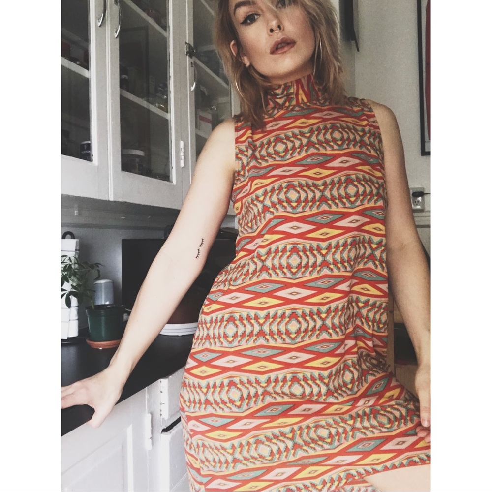 Boho turtle neck dress